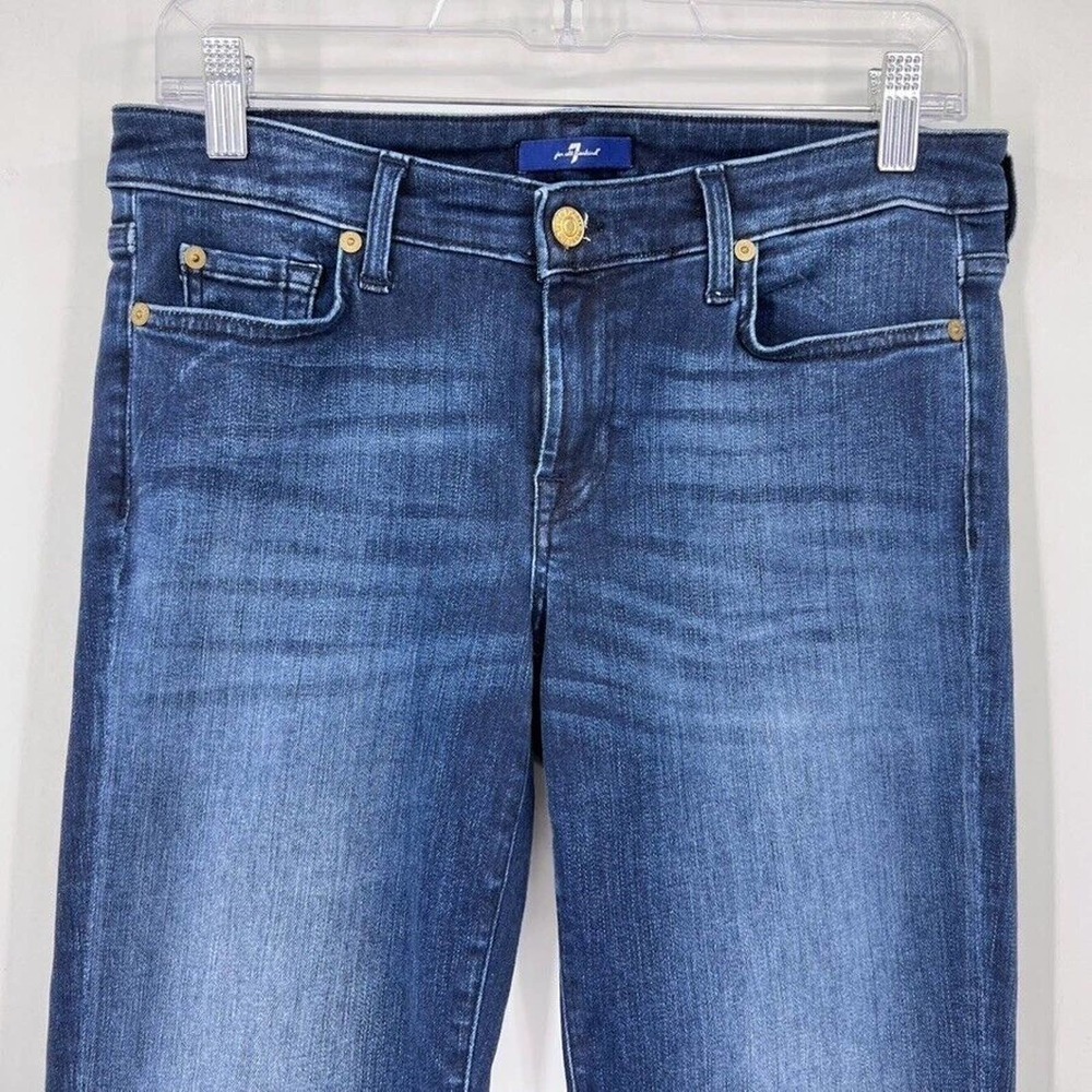 7 For All Mankind Pyper Cropped Boho Jeans Size 28 Blue - Picture 2 of 5